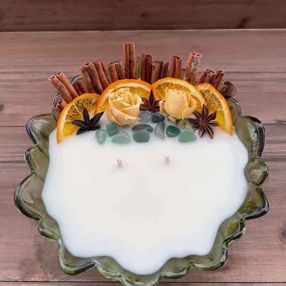 Pumpkin Spice Candle - Soy Wax Candle - Holiday Candle - Vintage Glass - Picture 5 of 5